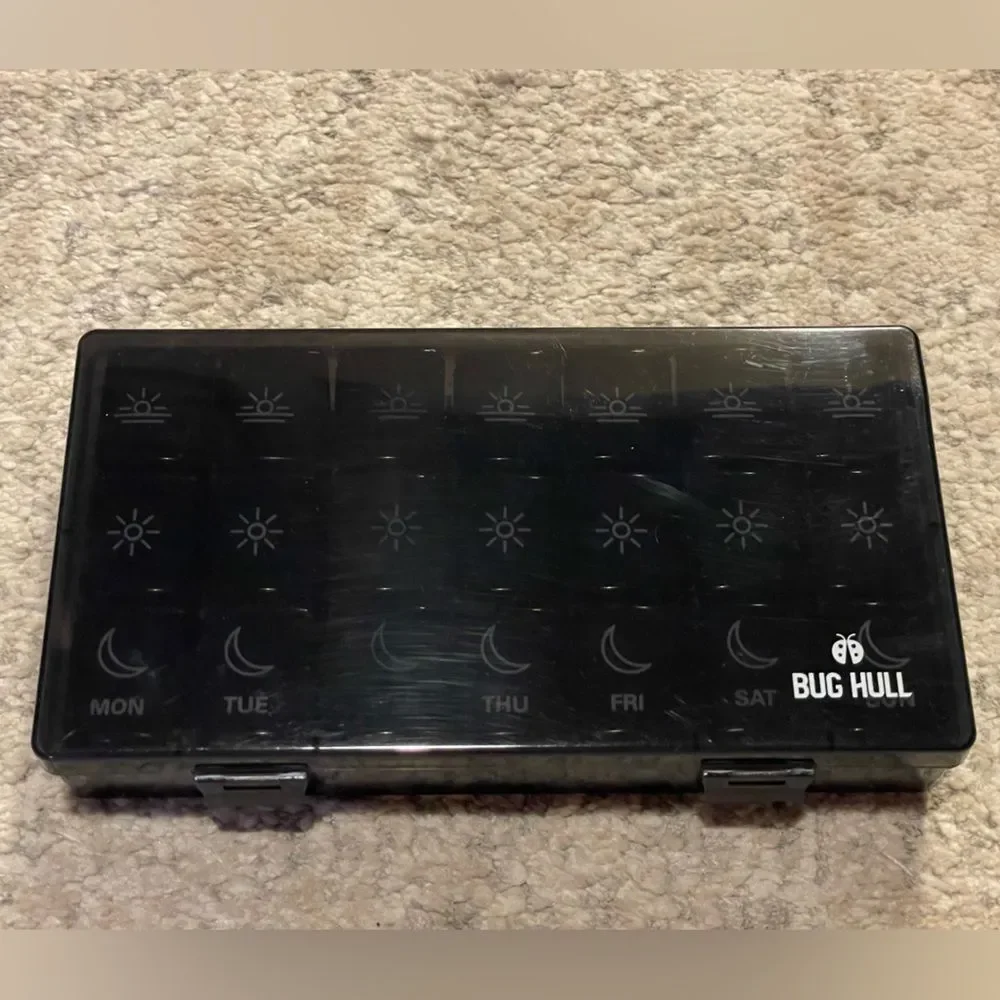Bug Hill Black Weekly Pill Organizer (3X a Day/7 Days a Week) Great for Travel